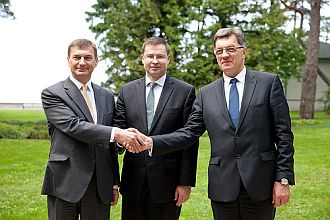 Andrus Ansip, Valdis Dombrovskis and Algirdas Butkevicius. Jurmala, 30.05.2013.