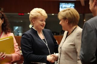 Dalia Grybauskaitė and Angela Merkel in Brussels, 29.06.2012.