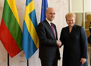 Fredrik Reinfeldt and Dalia Grybauskaite. Stockholm, 10.04.2014.