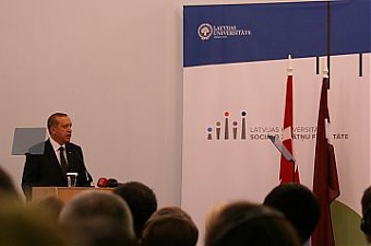 Tayyip Erdogan at the University of Latvia. Photo: lu.lv