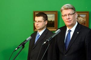 Valdis Dombrovskis and Valdis Zatlers.