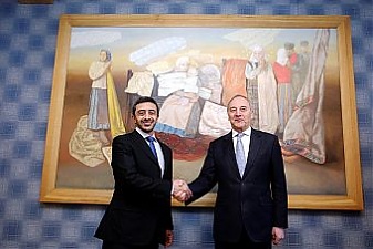 Sheikh Abdullah Bin Zayed Al Nahyan and Andris Berzins. Riga, 18.03.2014. Photo: president.lv