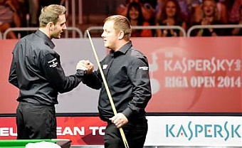 Mark Selby and Mark Allen. Photo: worldsnooker.com