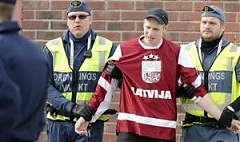 10 Latvian hockey fans spend night in ferry's "slammer" 10 Latvian hockey fans spend night in ferry's "slammer"