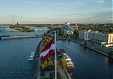 Monumental Latvian flag mast erected on AB Jetty in Riga Monumental Latvian flag mast erected on AB Jetty in Riga
