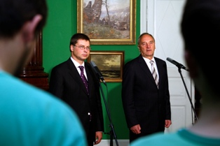 Valdis Dombrovskis and Andris Berzins. Riga, 24.08.2011. Photo: president.lv