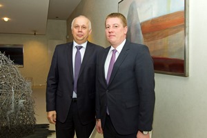 belarus Transport Minister Anatoly Sivak and Anrijs Matiss. Photo: sam.gov.lv 