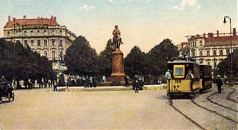 Электрический трамвай в Риге в начале 20 века.