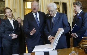 На встрече Серджо Маттареллы и Андриса Берзиньша. Рим, 1.04.2015. Фото: president.lv