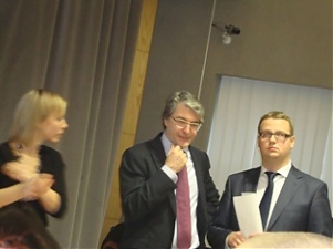 Р. Бауманис и А. Сигулис перед началом семинара в SSE. Рига. 22.11.2011.