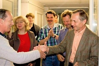 В. Банковский и Я. Блажевич на открытии экспериментального производства BioSan. 2013.