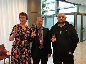 На фото: Яна Тоом, Андрей Мамыкин и Каур Кендер. Брюссель. 25.04.2018. 