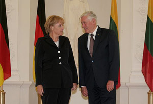 Angela Merkel and Valdas Adamkus.