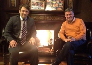 Valeri Belokon (right) talks to The Gazette alongside BFC director Kaspars Varpins