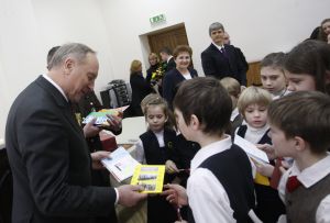 Andris Berzins in Rezenkne school, 1.02.2012.