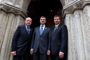 Andrius Kubilius, Andrus Ansip and Valdis Dombrovskis. Tallinn, 14.05.2011.