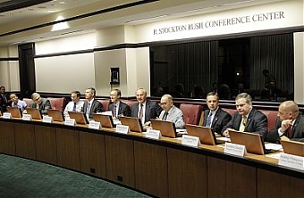 Andris Berzins at the meeting woth American energy companies' heads. Houston, 23.09.2014. Photo: president.lv 