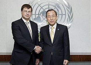 Valdis Dombrovskis and Ban Ki-moon. New York, 15.05.2013.