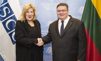 Dunja Mijatovic and Linas Linkevicius. Vilnius, 2.02.2016. Photo: urm.lt