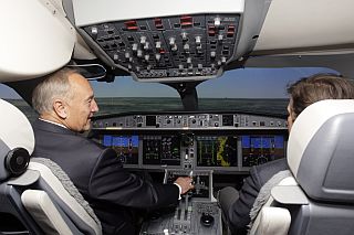 Andris Berzins visits the Bombardier company in Montreal. Photo: president.lv