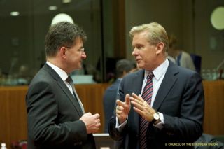 Вице-министр и министр иностранных дел Словакии Мирослав Лайчак и Аудронюс Ажубалис. Брюссель, 29.05.2012. Фото: urm.lt